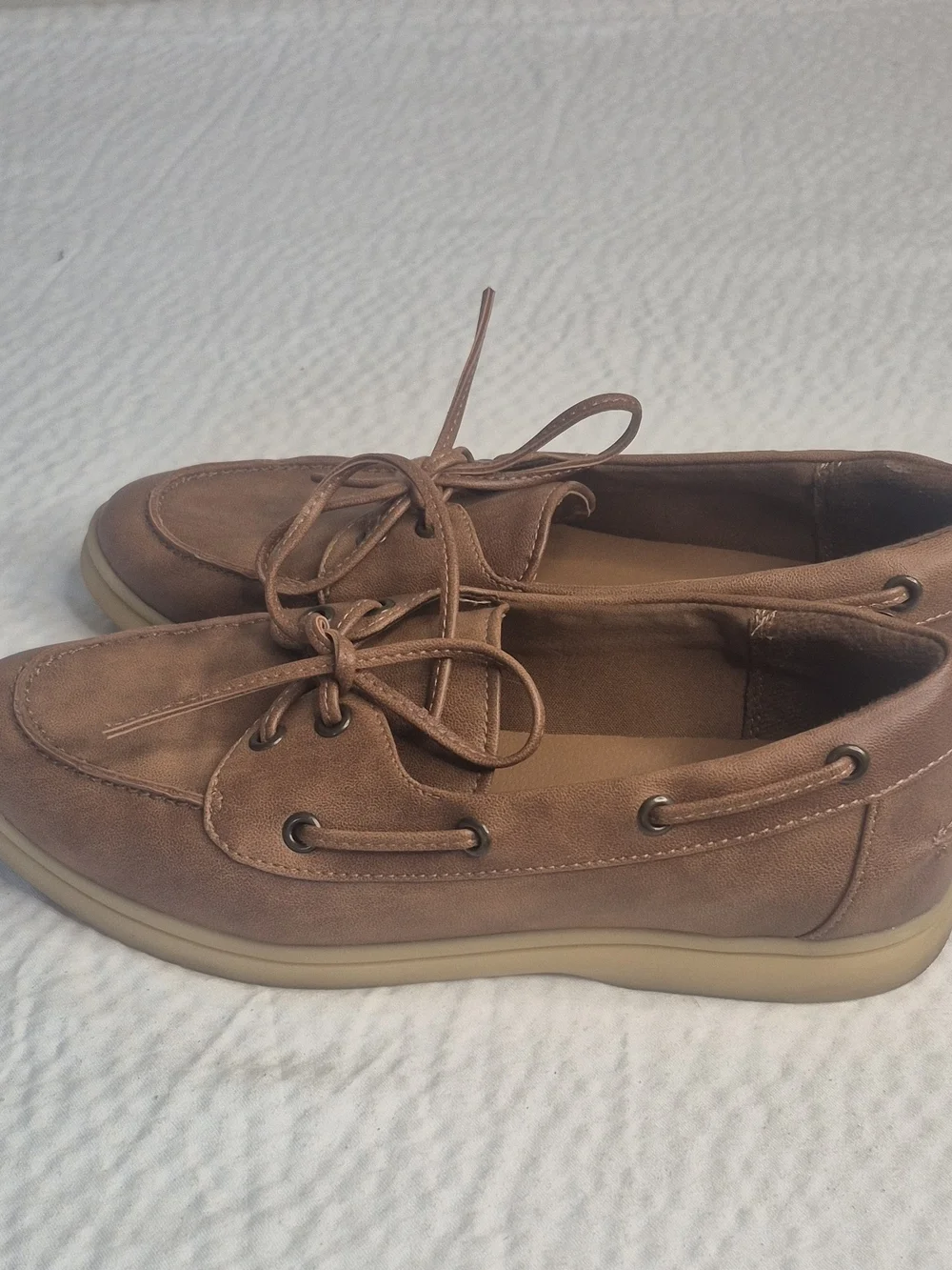 Falls Creek Mens Brown Boat Shoes Lace-Up Round Toe Nautical Casual US 8